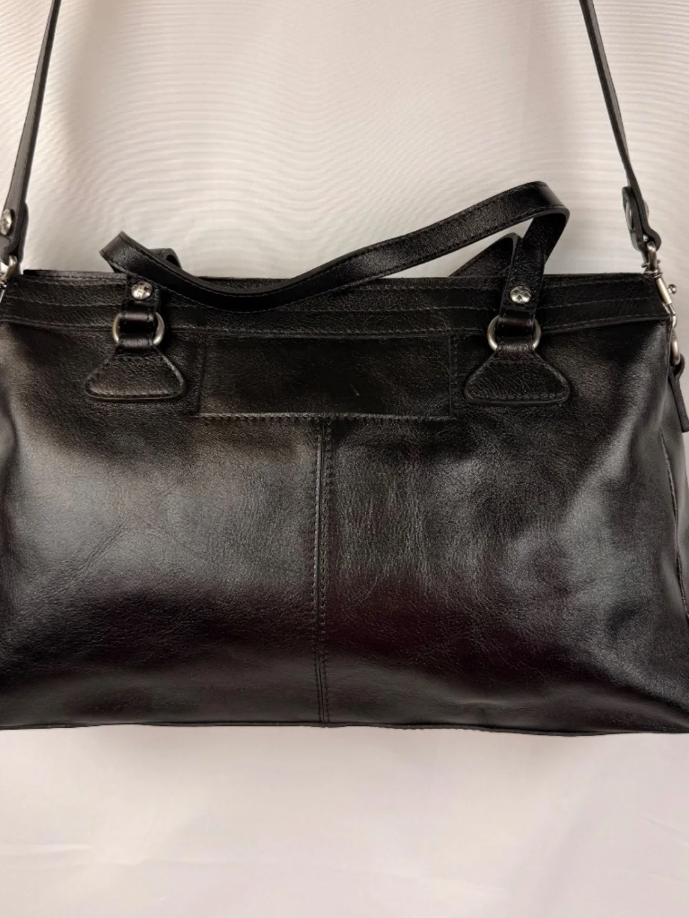 Patricia Nash Heritage Cannes Satchel Black Leather Convertible Satchel Bag